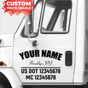 Custom Business Name Truck Decals - Pair of 2 - Weatherproof & Waterproof Vinyl Lettering