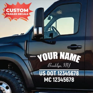 Custom Truck Door Lettering Decals - US DOT Compliant - For Two Doors