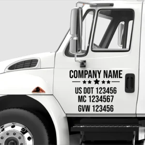 Custom Commercial Truck Decals - US DOT & MC Number - Pair of 2
