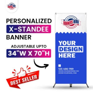 Adjustable X Stand Banner, Perfect for Trade Show, Functions, Festivals, Events, Full Color Vinyl Banner - Add Your Logo & Business Name